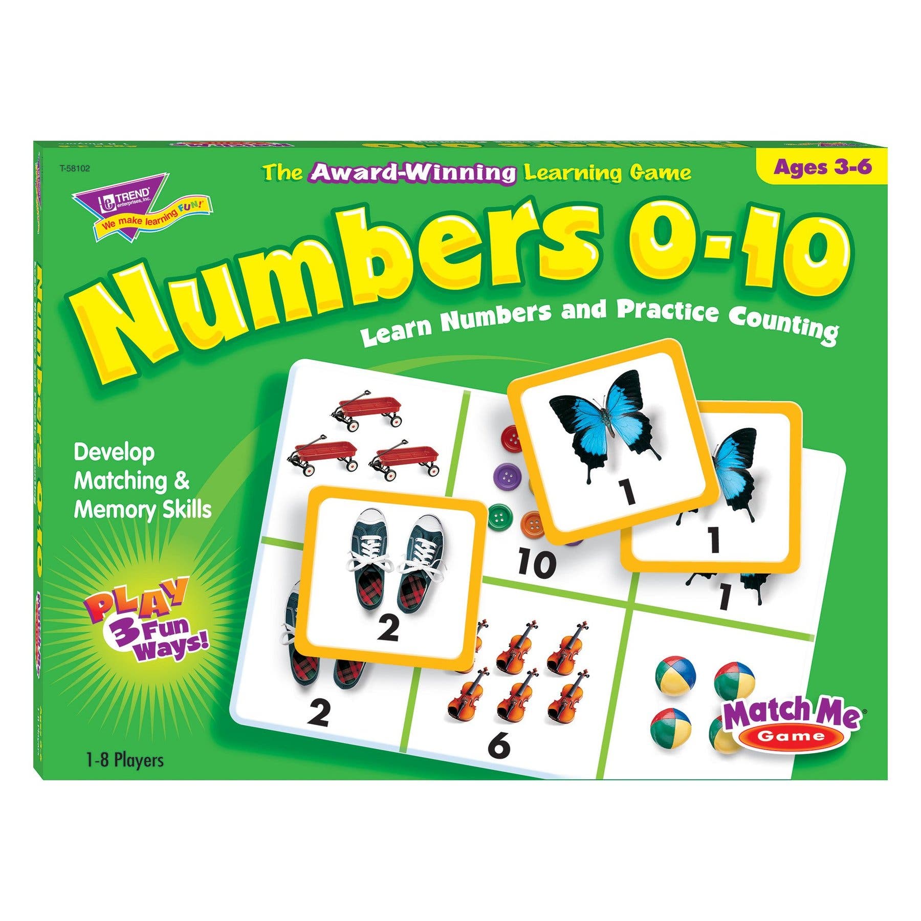 TREND Enterprises Numbers 010 Match Me Games, Kids Ages 3+ in Multicolored 