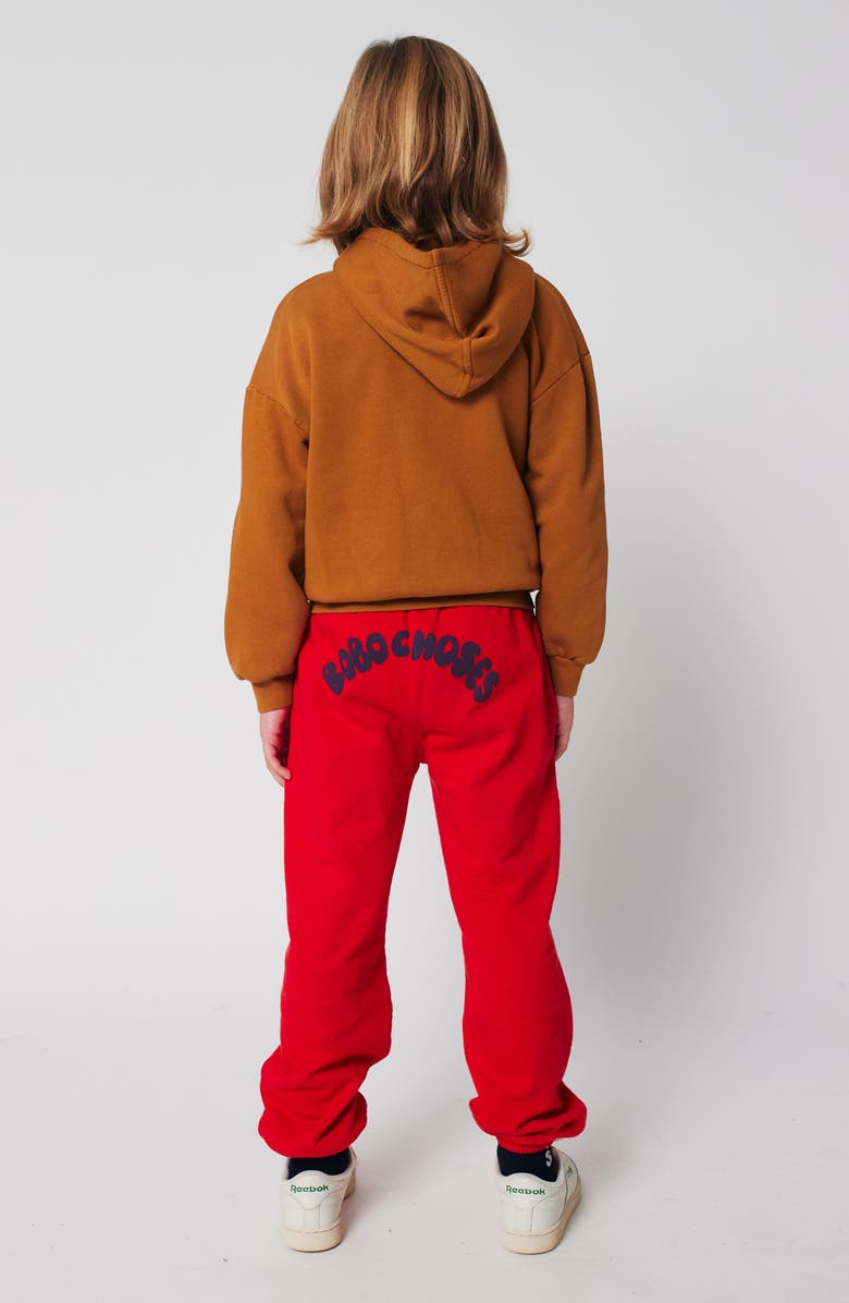 Bobo Choses Kids' Curve Logo Organic Cotton Fleece Joggers, Alternate, color, Red