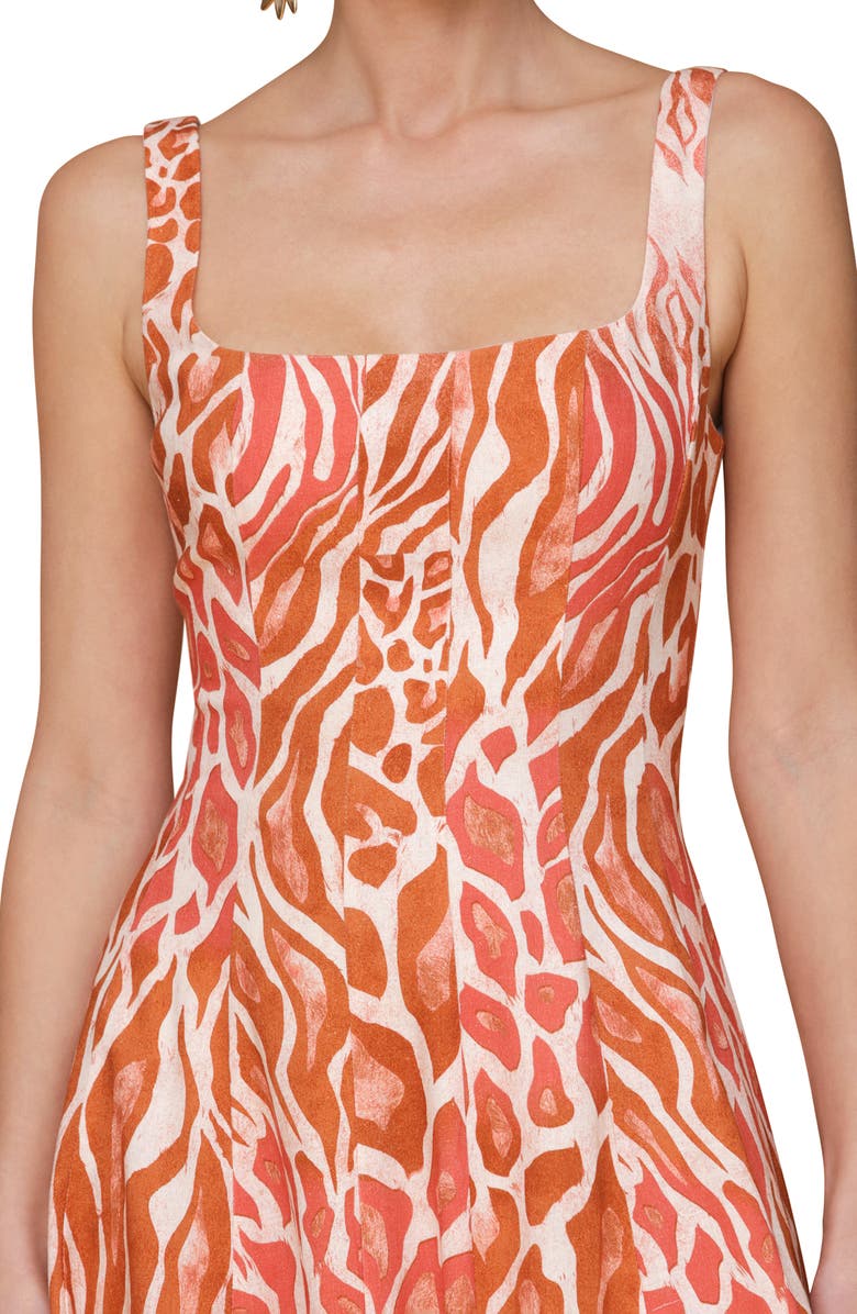 Avec Les Filles Mixed Animal Print Paneled Linen Blend Maxi Dress, Alternate, color, Tabloid Animal Neutral