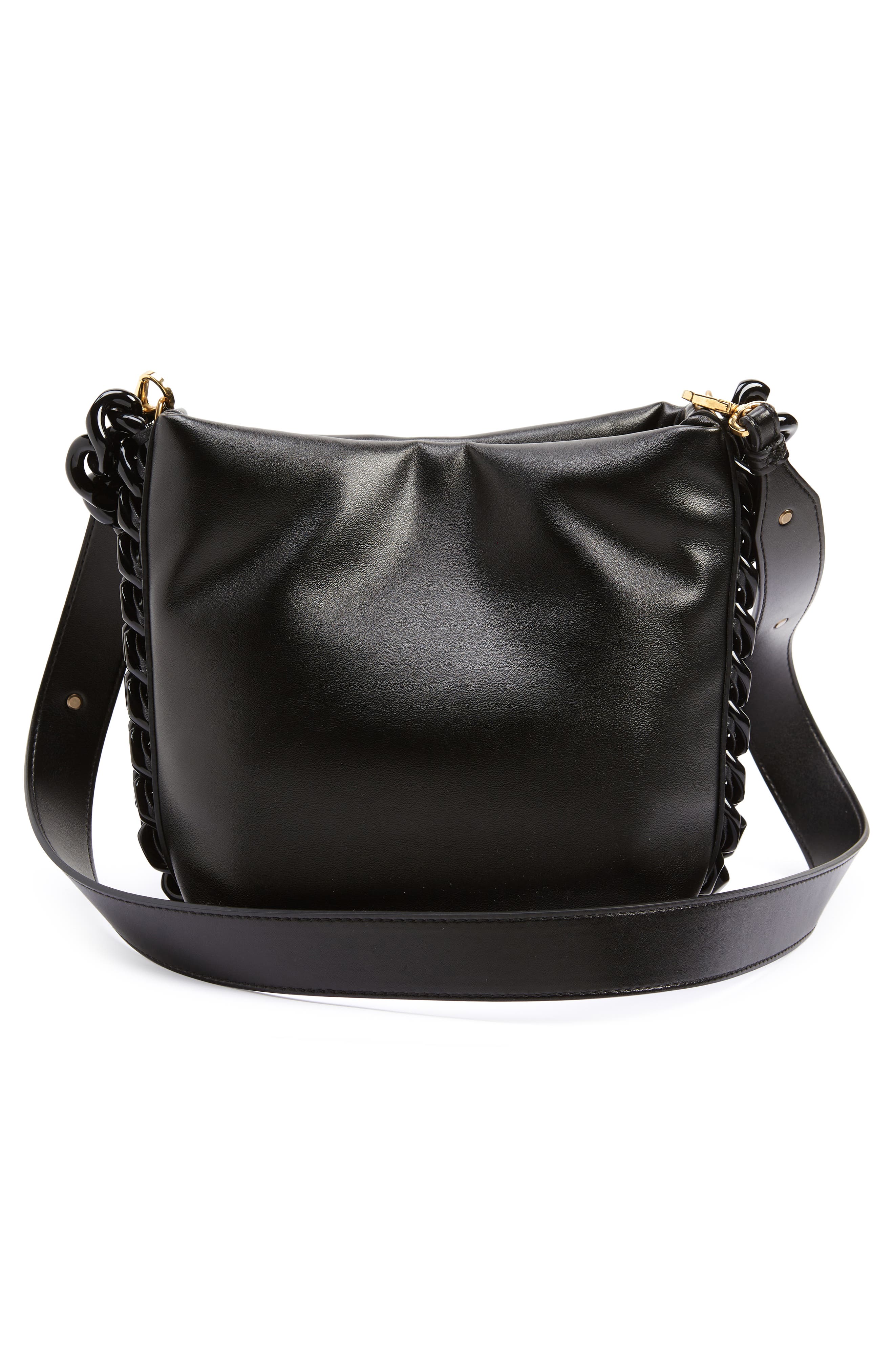 Stella McCartney Frayme Puffy Faux Leather Bucket Bag, Alternate, color, 