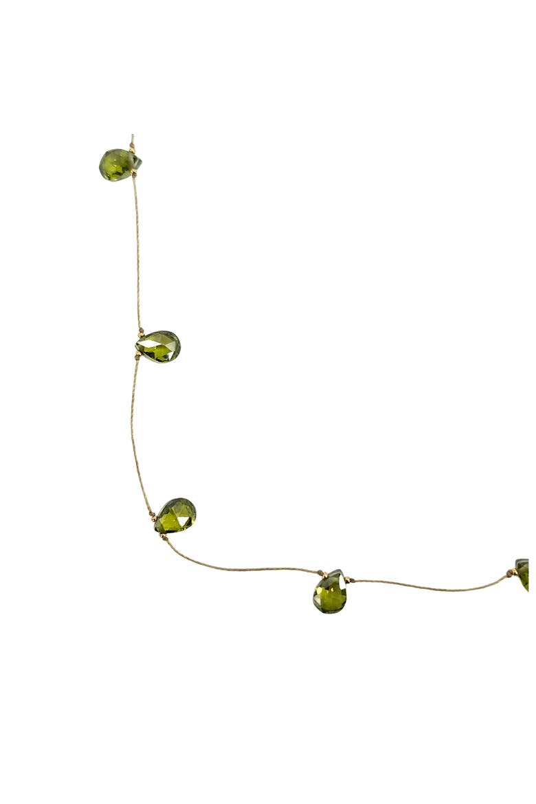 Faceted Teardrop Gemstone Station Necklace, Alternate, color, green