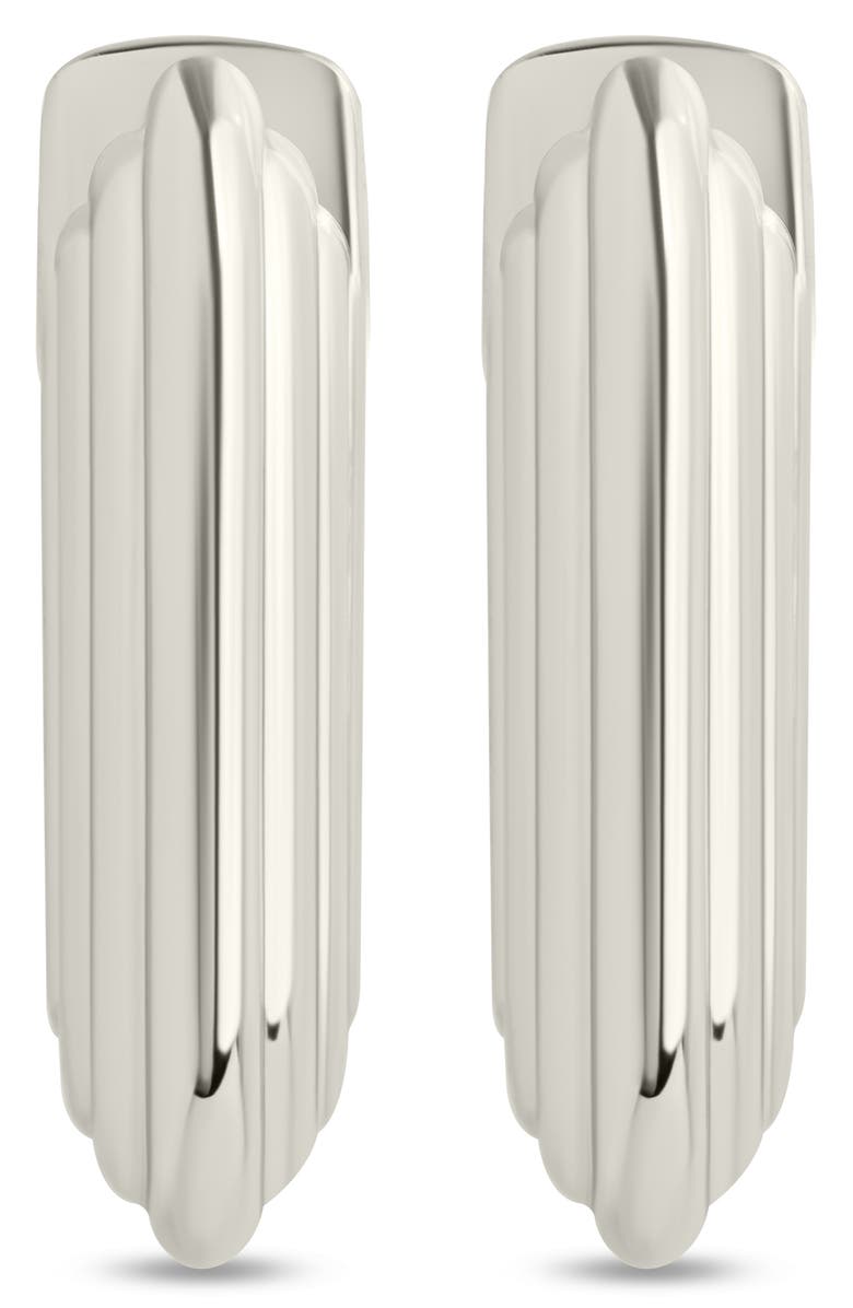 Sterling Forever Briella Rib Hoop Earrings, Alternate, color, Silver