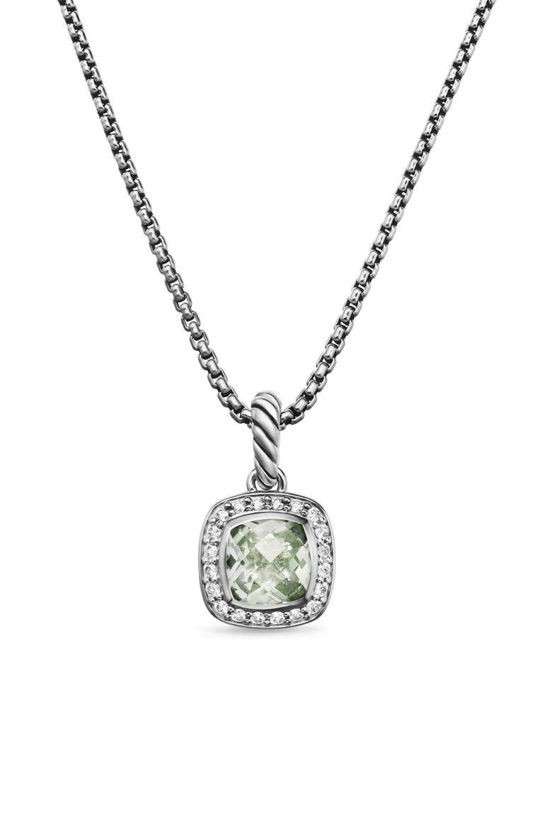 Petite Albion® Halo Cushion Pendant Necklace, Main, color, PRASIOLITE