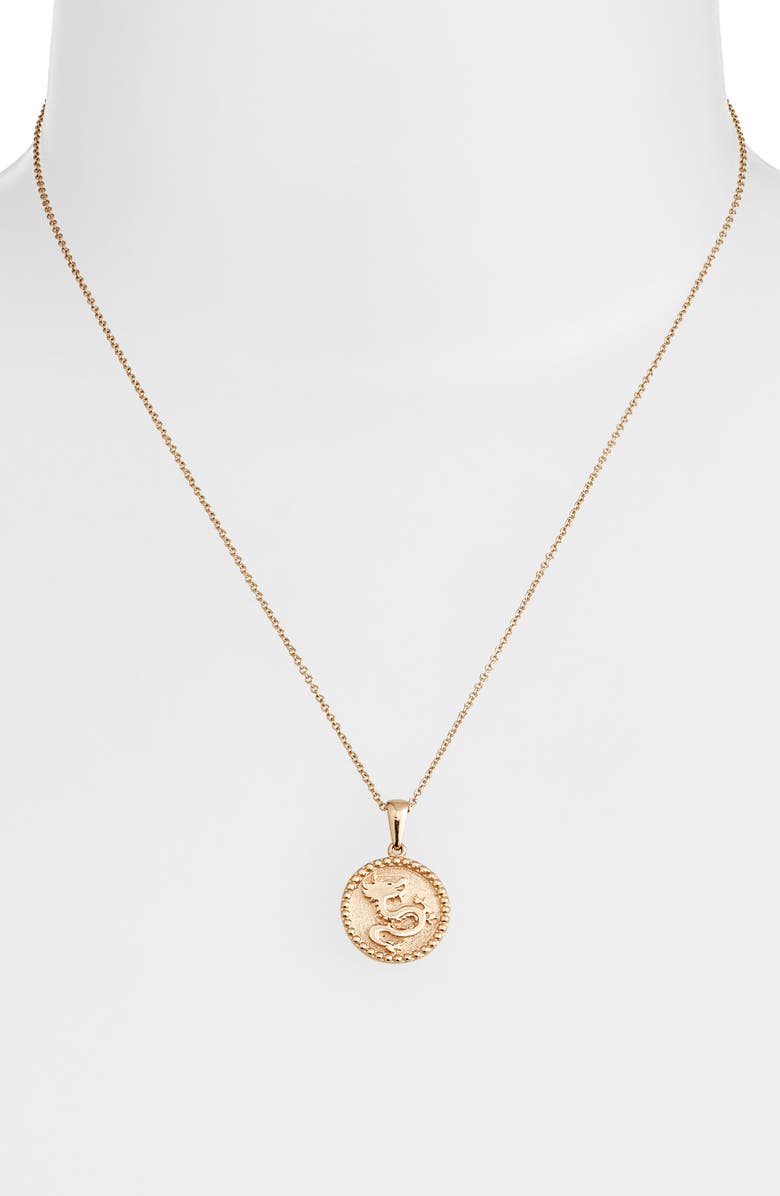 Anzie Dew Drop Dragon Pendant Necklace, Alternate, color, Gold