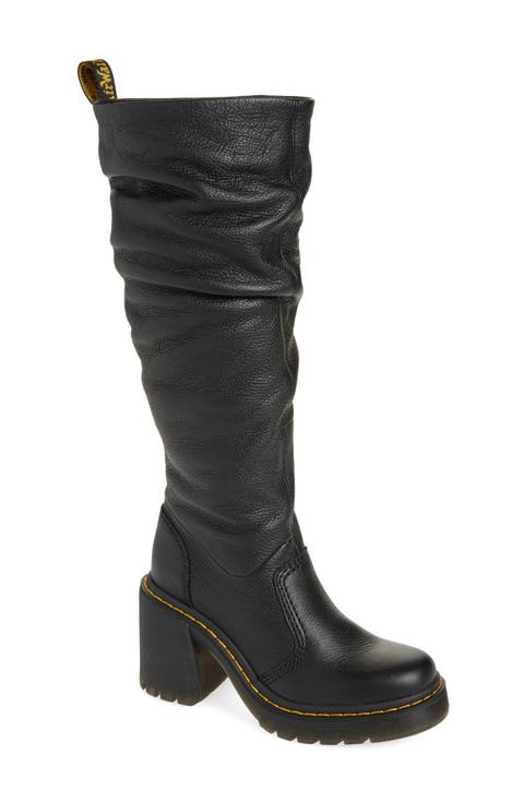Kasey Ruched Leather Tall Boot