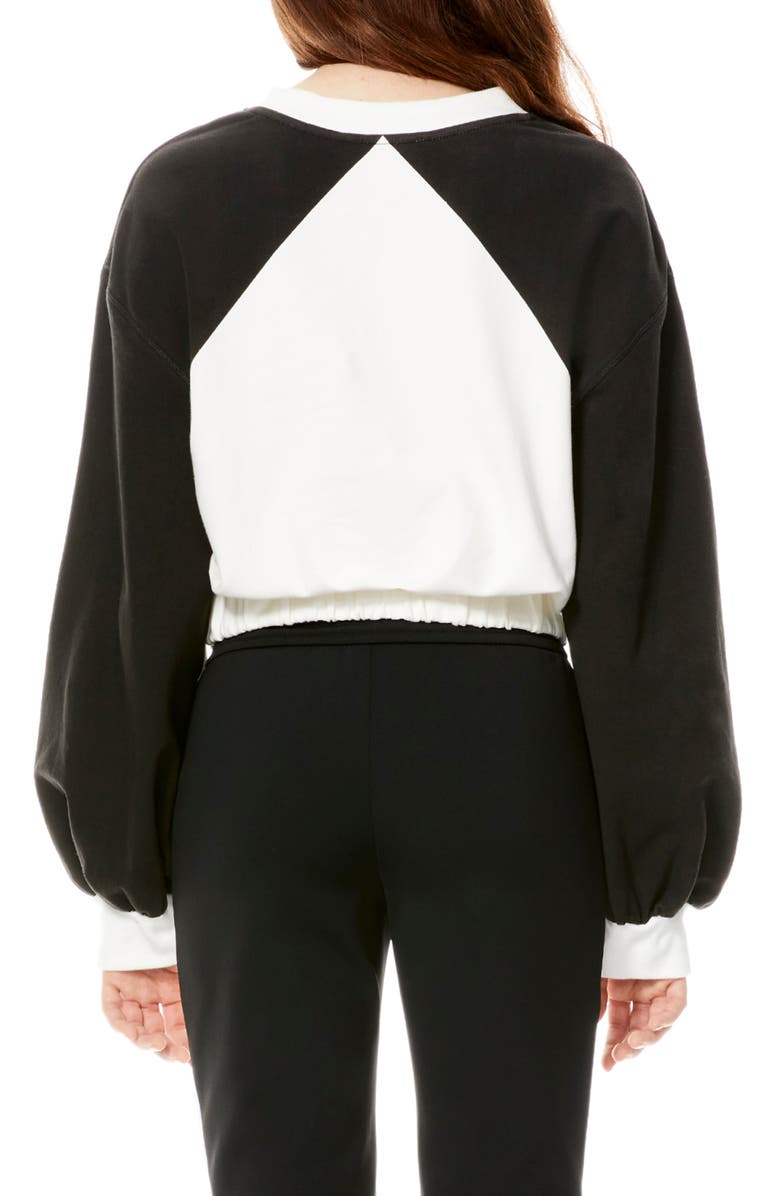 Alice + Olivia Gaia Graphic Blouson Crop Sweatshirt, Alternate, color, 
