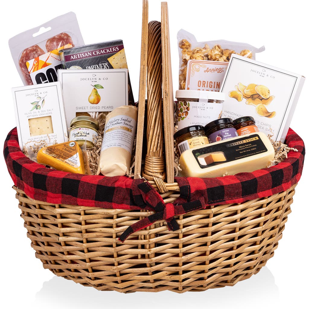 Picnic Time Country Basket With Gourmet Gift Pack In Multi