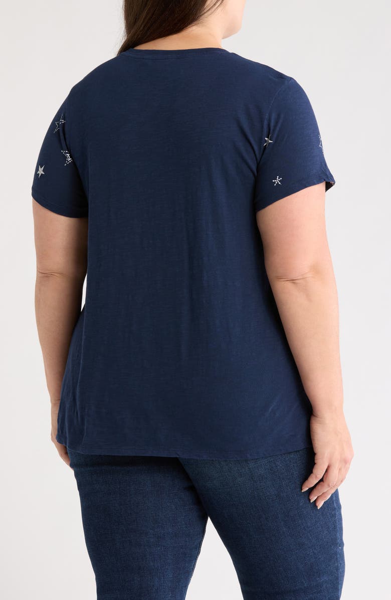 Lucky Brand Embroidered Twist Cotton T-Shirt, Alternate, color, Navy Combo