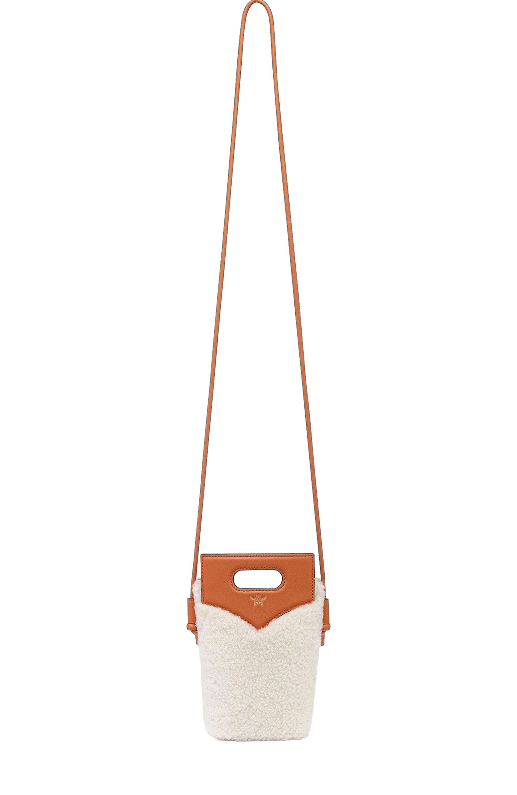 MCM Diamond Crossbody Pouch in Shearling and Calf Leather, Alternate, color, 