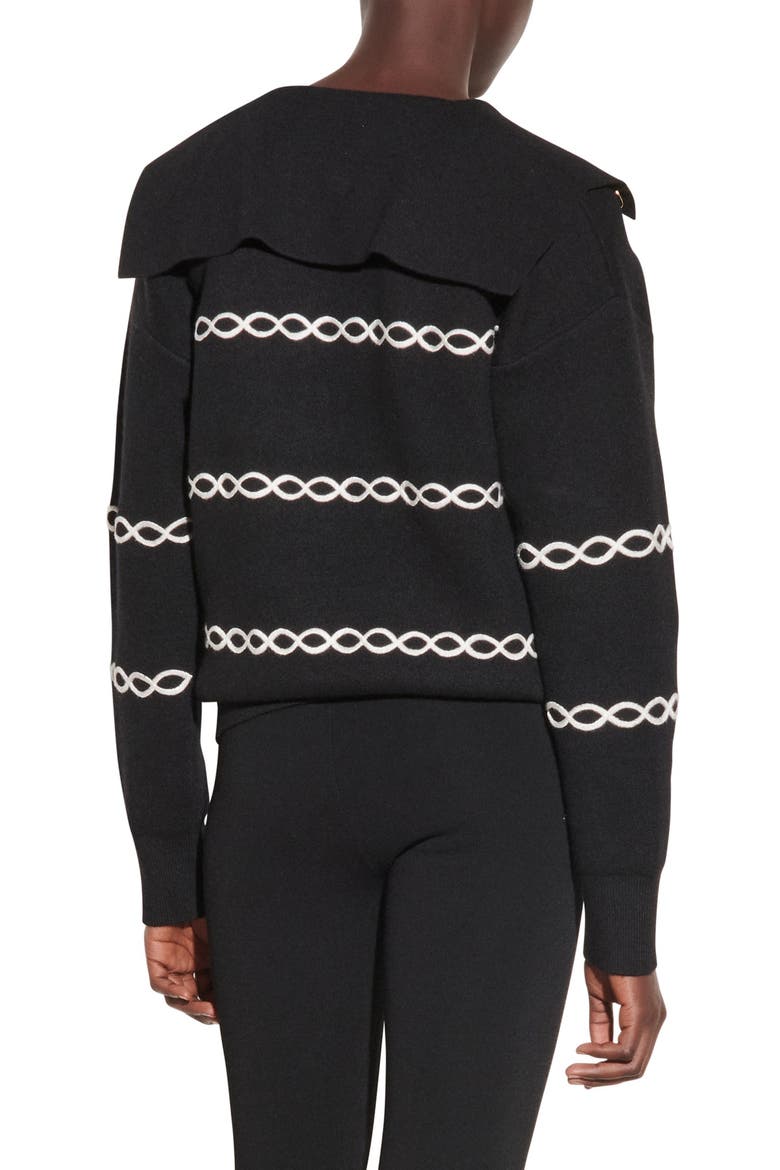 Stripe Shawl Collar Sweater, Alternate, color, BLACK