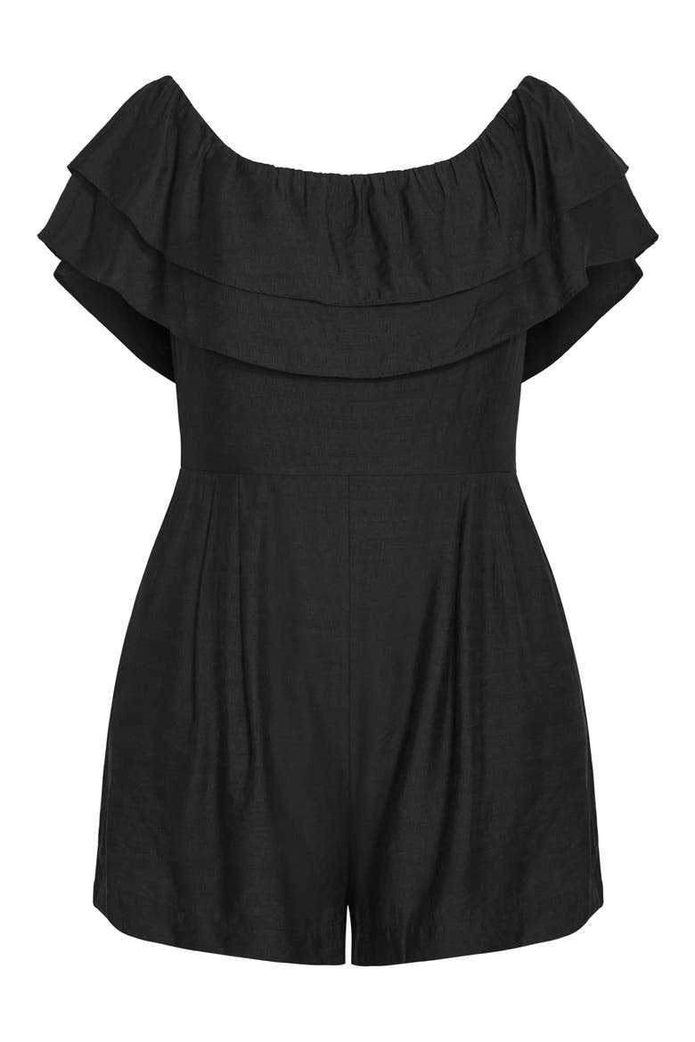 Poppy Off the Shoulder Romper, Alternate, color, BLACK