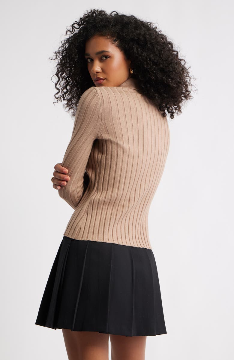Open Edit Collared Rib Cardigan, Alternate, color, Tan Portabella