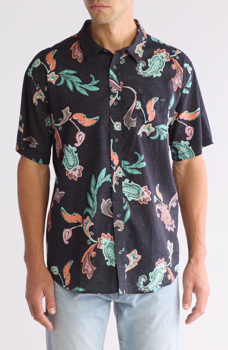 Billabong Sundays Print Short Sleeve Button-Up Shirt, Main, color,