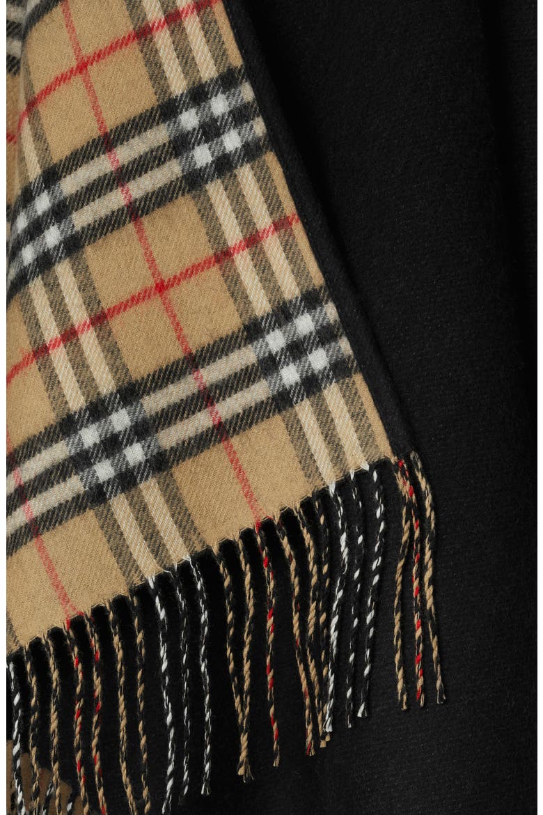 Reversible Open Front Wool Cape, Alternate, color, BLACK CHECK