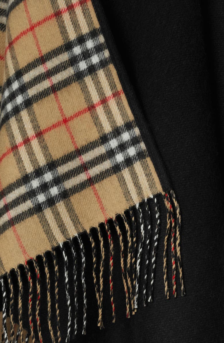 Burberry Reversible Open Front Wool Cape, Alternate, color, Black Check