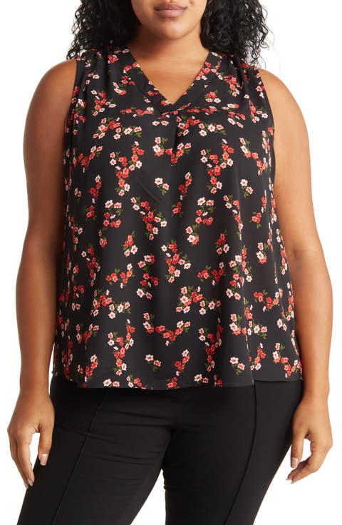 V-Neck Floral Blouse (Plus Size)