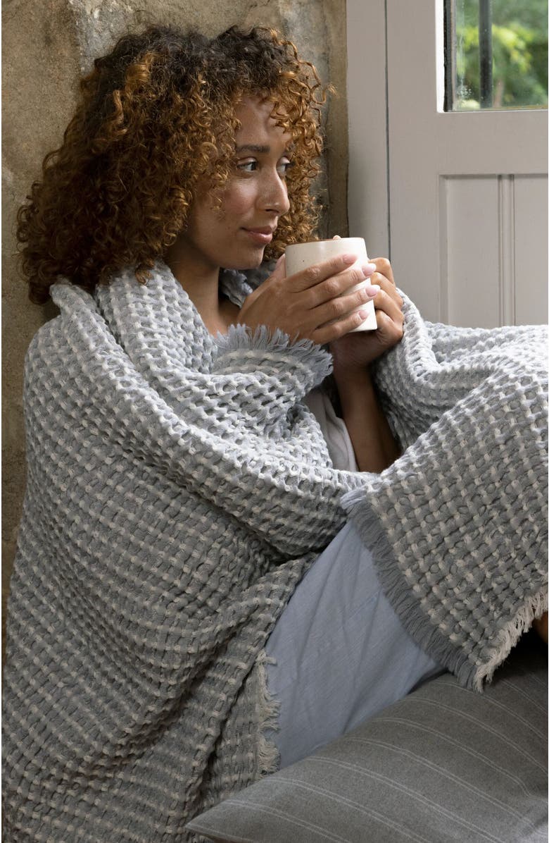 CHRISTY Lisbon Wool Cotton Blend Chunky Knit Blanket, Alternate, color, Grey