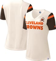 STARTER Women's Starter Cream Cleveland Browns Kick Start V-Neck T-Shirt