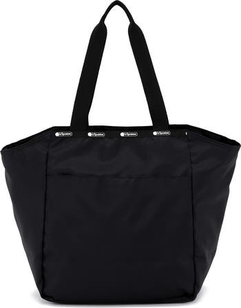 ★LeSportsac★ Black Denim/Black Sherpa Mini N/S Tote Bag [1 Denim Mini North/South Tote - Black Denim/Black Sherpa