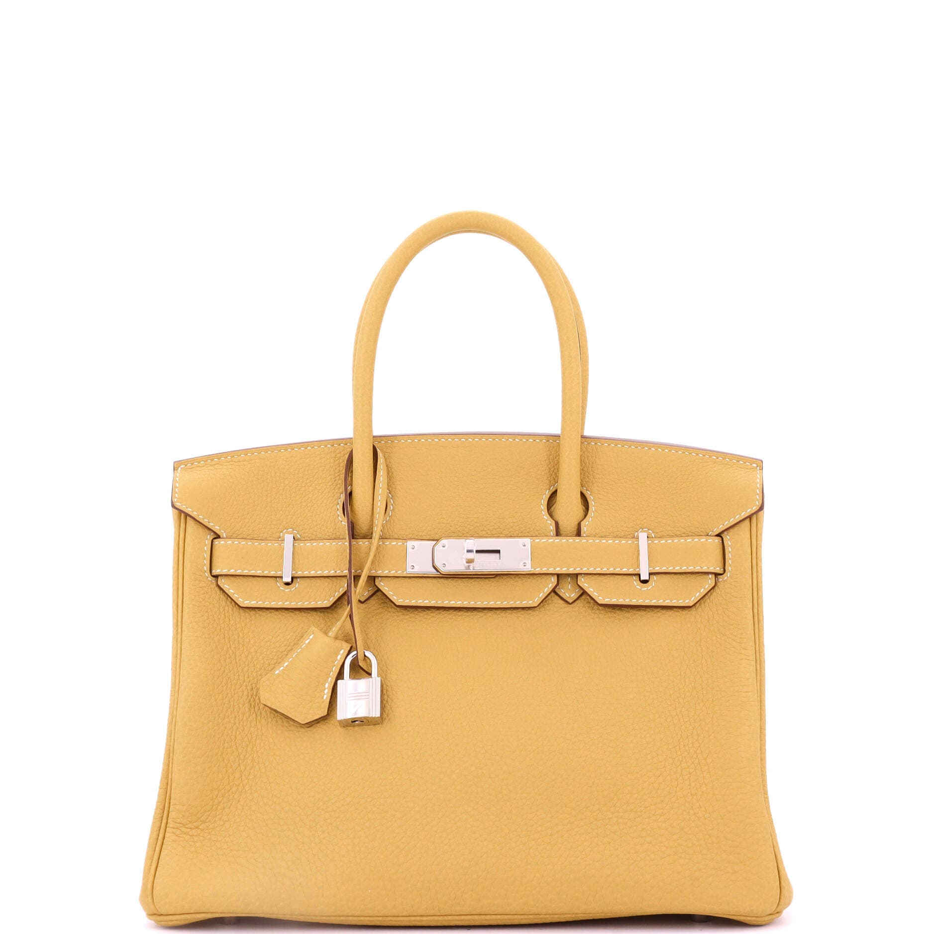 Pre-Owned Hermes Birkin Handbag Yellow Togo with Palladium Hardware 30, Main, color, Curry