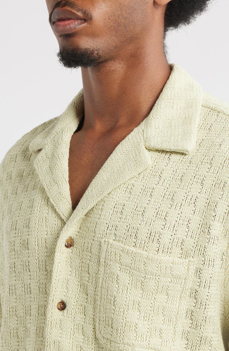 RIZORT Gregory Basket Weave Knit Camp Shirt, Alternate, color, Green