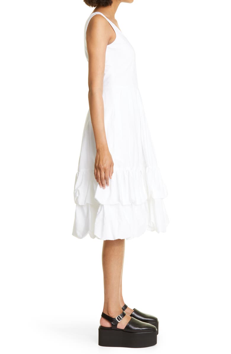 Molly Goddard Nikita Tiered Bubble Hem Pleated Cotton Midi Dress, Alternate, color,