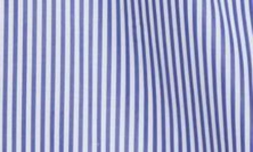 Ralph Lauren Purple Label Basic Bengal Stripe Cotton Poplin Button-up Shirt In Medium Blue And White