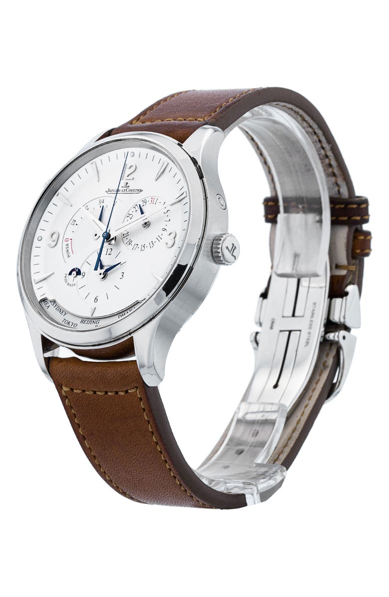 Watchfinder & Co. Jaeger-LeCoultre Preowned 2022 Master Control Geographic 4128420 Leather Strap Watch, 40mm, Alternate, color, Silver