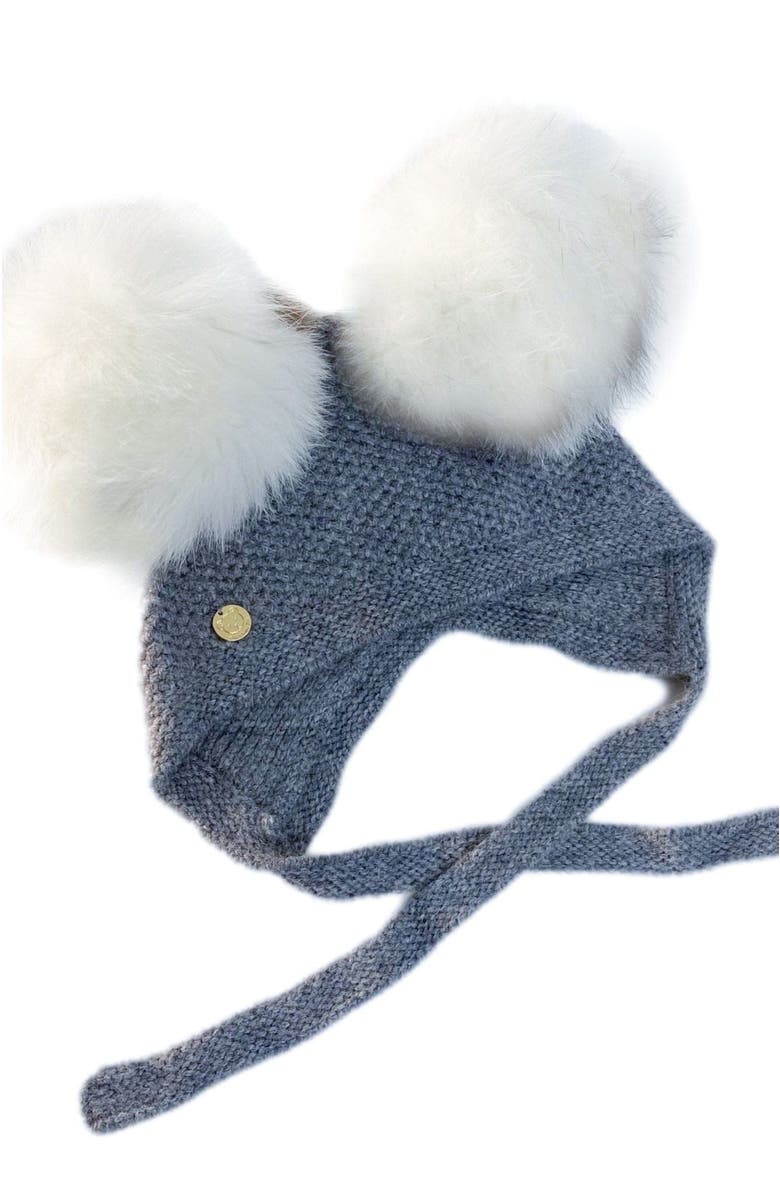 Petite Maison Kids Honeycomb Grey Faux Fur Bonnet, Main, color, Grey