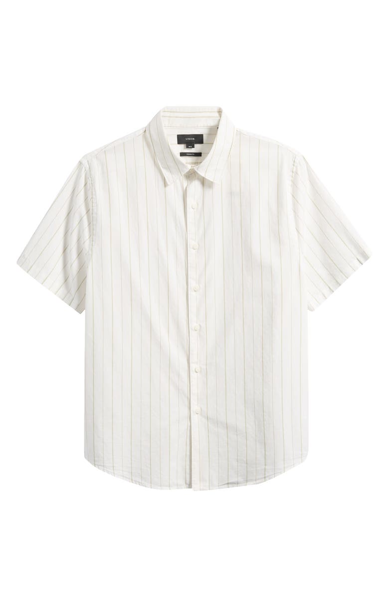 Vince Chatsworth Stripe Short Sleeve Cotton Button-Up Shirt, Alternate, color, Natural Combo
