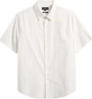 Vince Chatsworth Stripe Short Sleeve Cotton Button-Up Shirt