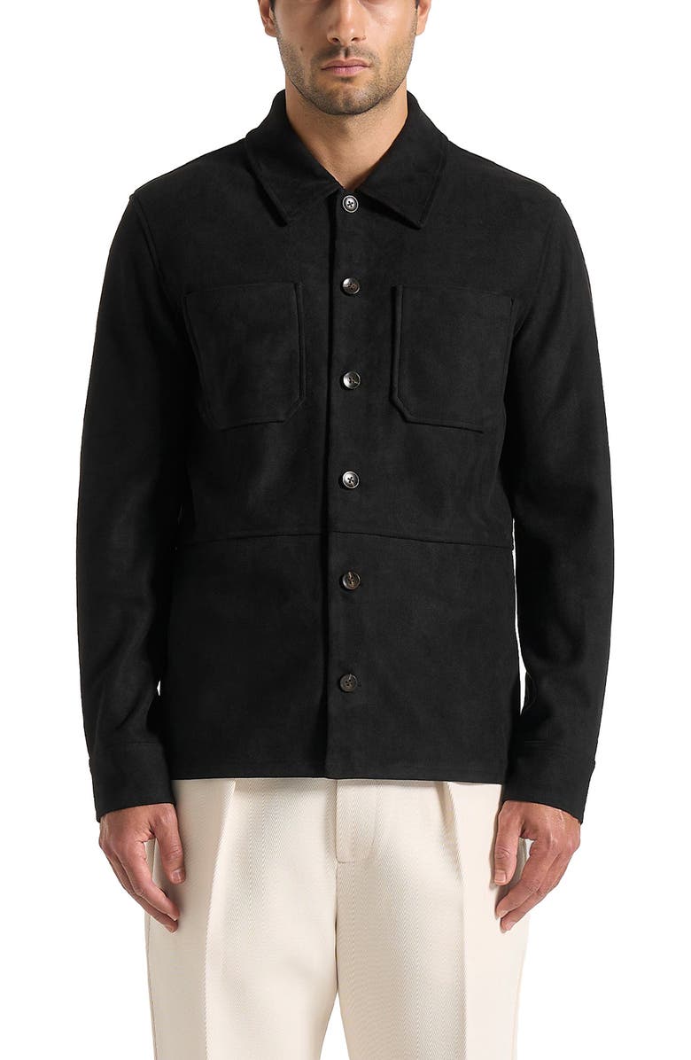 Manière De Voir Thomas Suede Long Sleeve Shirt, Alternate, color, Black