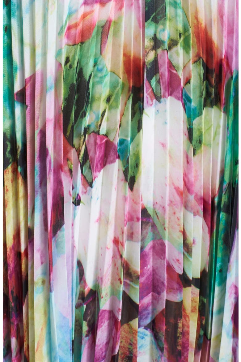 Floral Print Chiffon Pleated A-Line Dress, Alternate, color, PINK MULTI