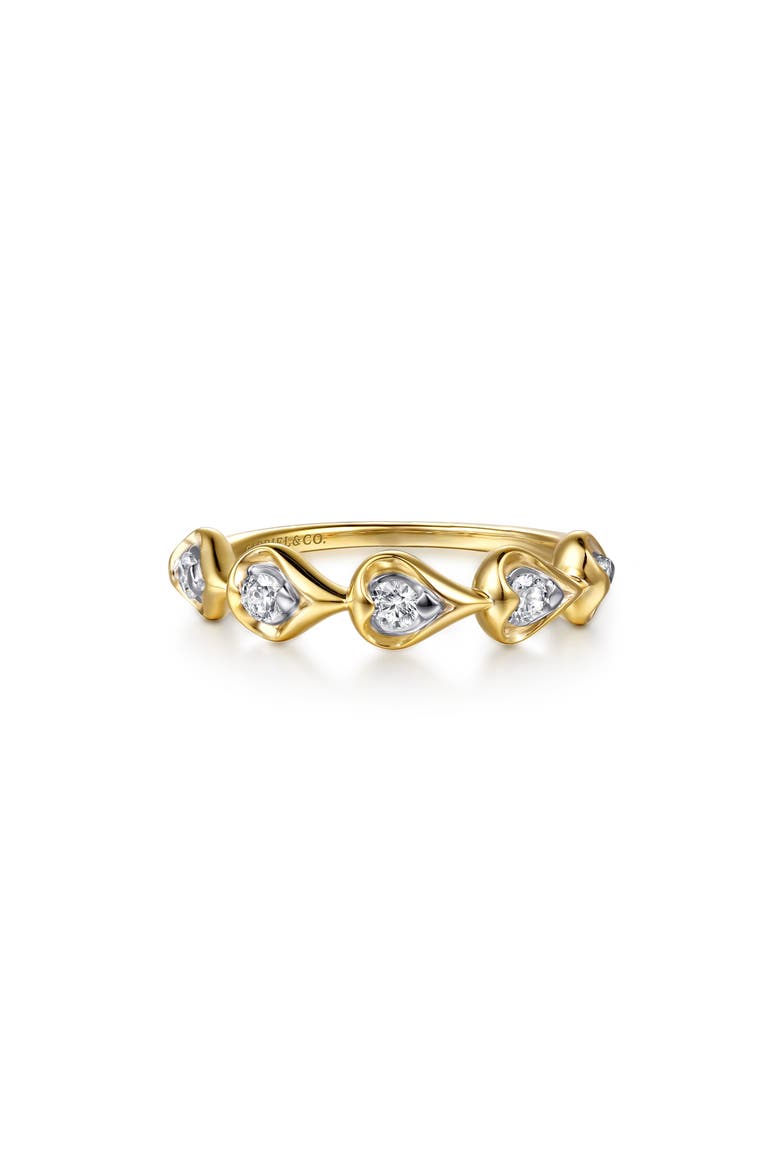 14k Gold Diamond Heart Ring, Main, color, 14K YELLOW/ WHITE GOLD