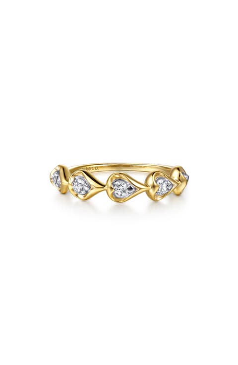 14k Gold Diamond Heart Ring