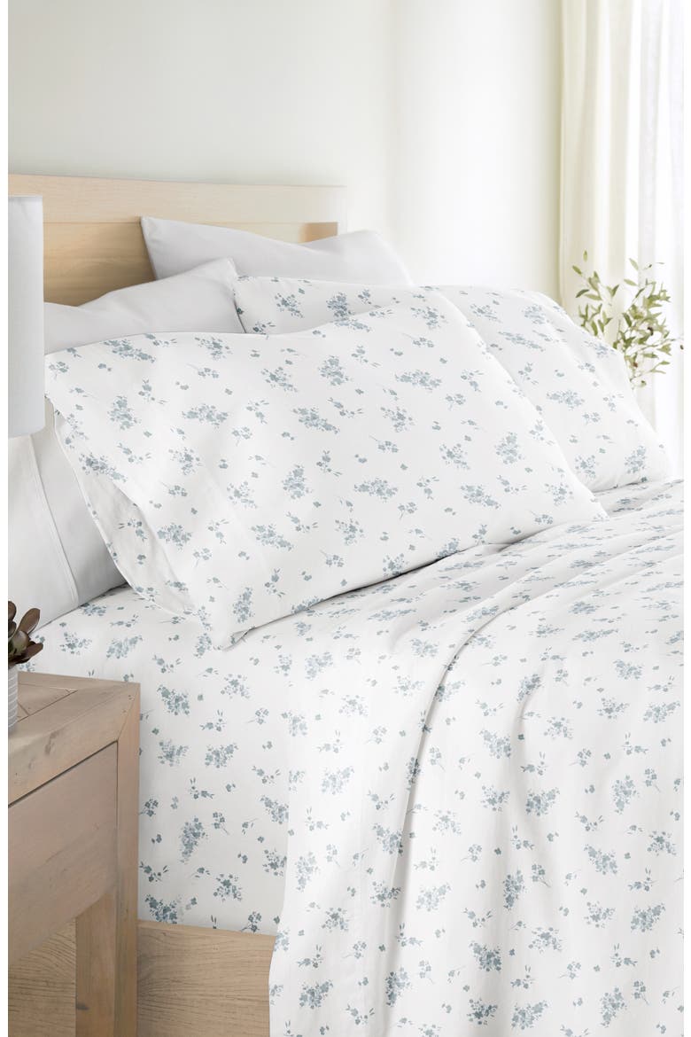 300 Thread Count Cotton Sateen Sheet Set, Alternate, color, BOUQUET BLISS LIGHT BLUE