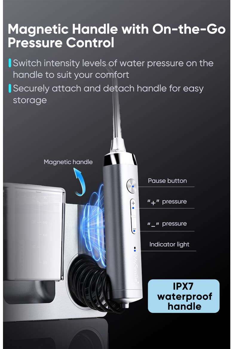 LP233 Pro UVC Sterilizable Countertop Water flossers for Teeth 800ML with a Water Filter 3 Modes and 6 Jet Tips, Alternate, color, Lightening Silver