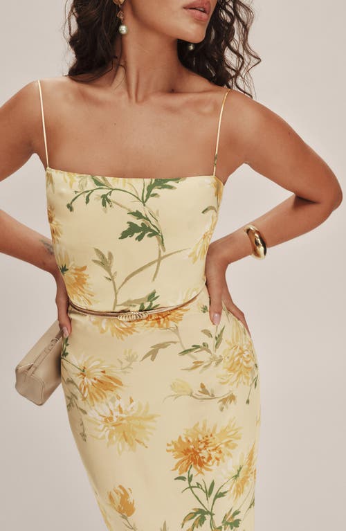 Shop Reformation Frankie Floral Silk Maxi Dress In Honeyglow