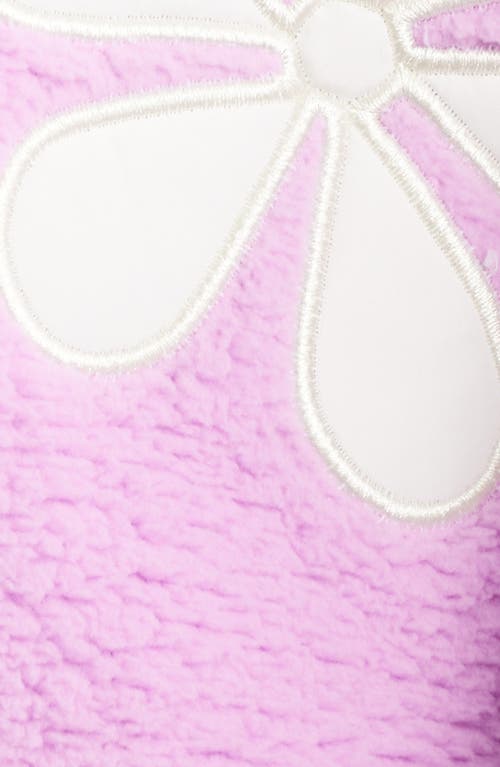 Thread & Supply Flower Patch Faux Shearling Pullover In Pink