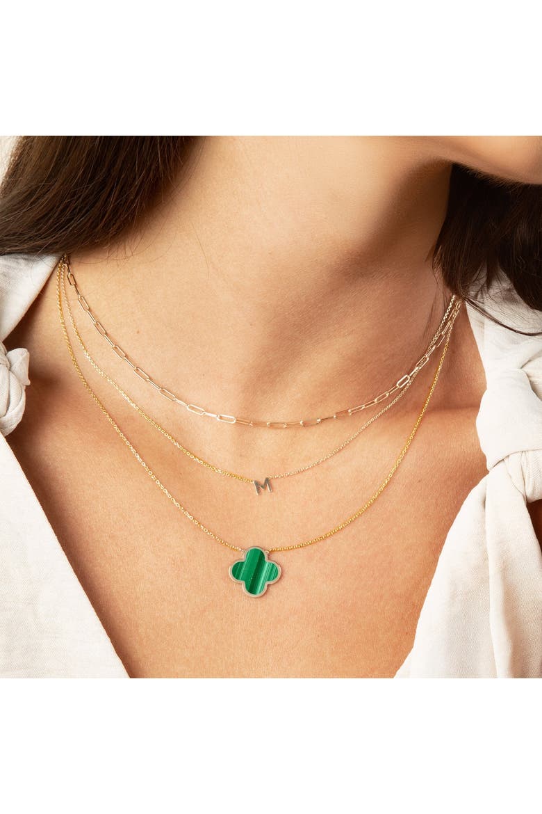 Extra Large Malachite Single Clover Necklace, Alternate, color, Malachite