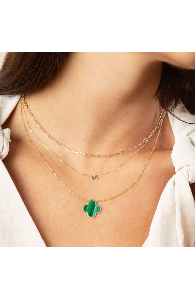 The Lovery Fine Jewelry Extra Large Malachite Single Clover Necklace, Alternate, color, Malachite