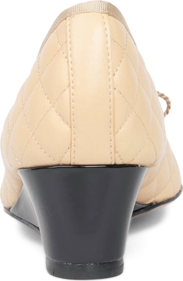 PAUL MAYER Cap Toe Quilted Wedge Pump, Alternate, color, Beige/ Black Patent