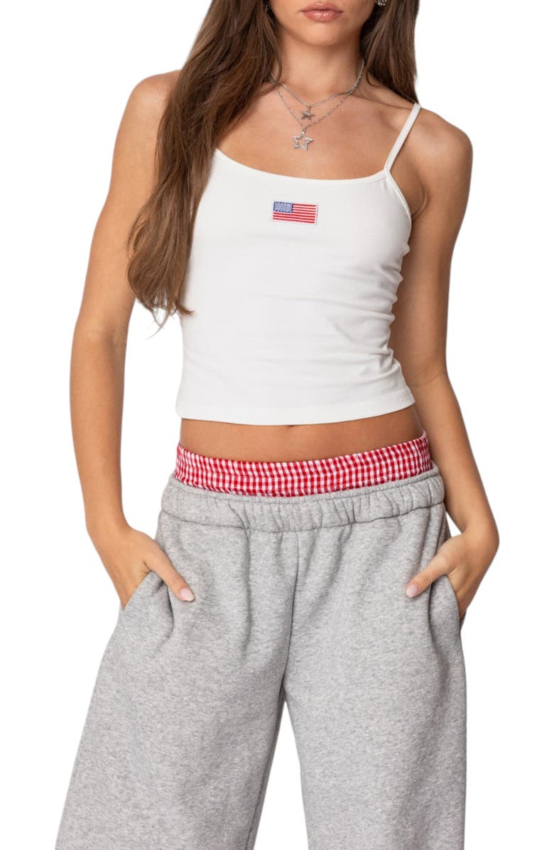 EDIKTED USA Stretch Cotton Camisole, Main, color, White