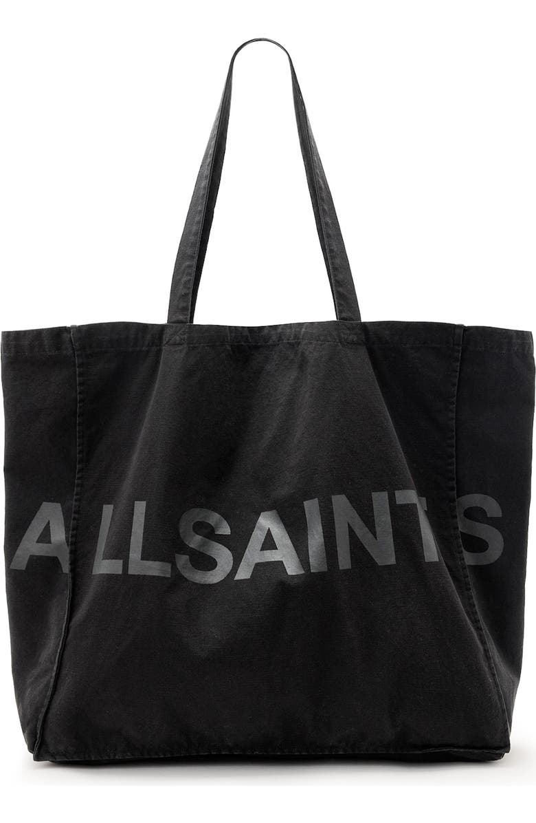 AllSaints Large Biggy Cotton Tote, Main, color, Black