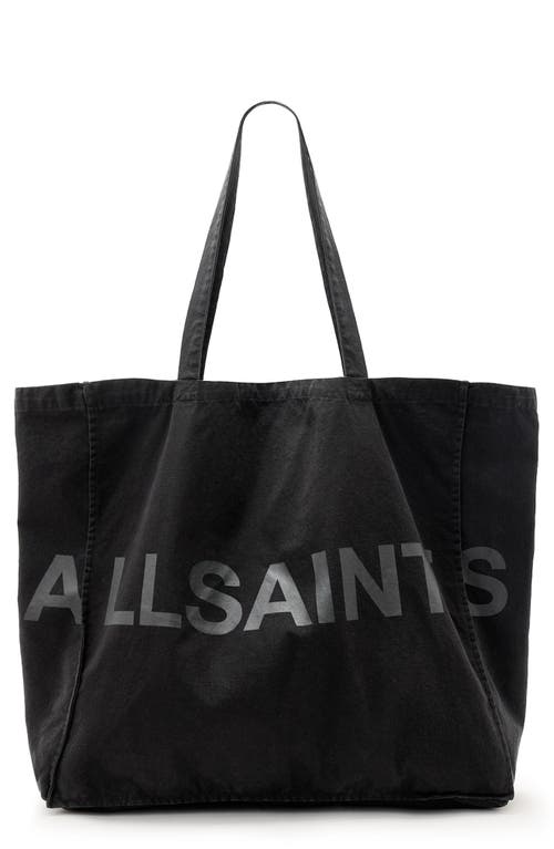 Shop Allsaints Large Biggy Cotton Tote In Black