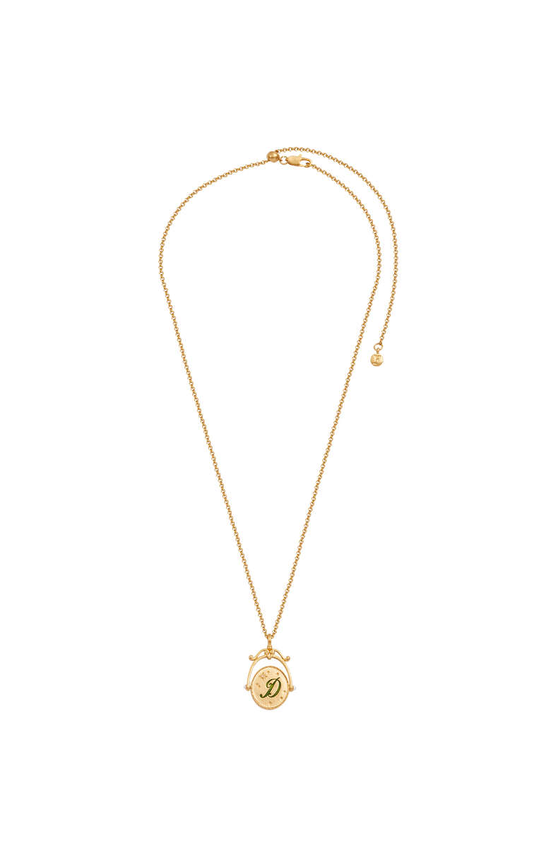 Fable England D Initial Daisy Gold Spinner Chain Necklace, Alternate, color, Gold
