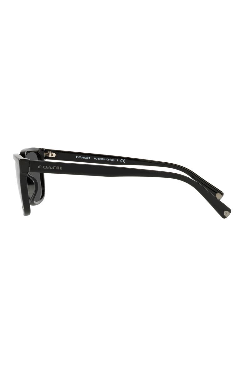 57mm Rectangular Sunglasses, Alternate, color, BLACK / DARK GREY SOLID