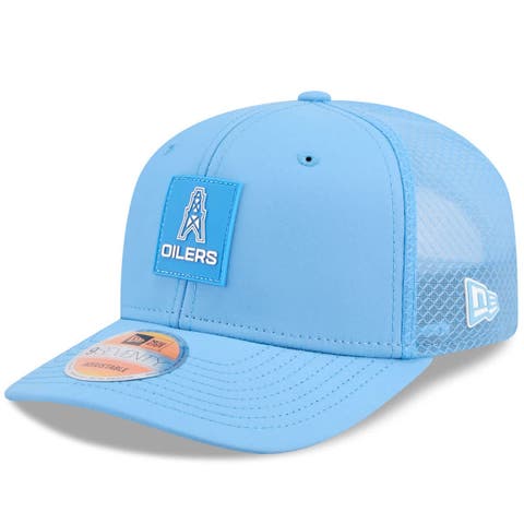 Men's New Era Light Blue Houston Oilers 2025 Sideline Gridiron Classics 9SEVENTY Trucker Adjustable Hat