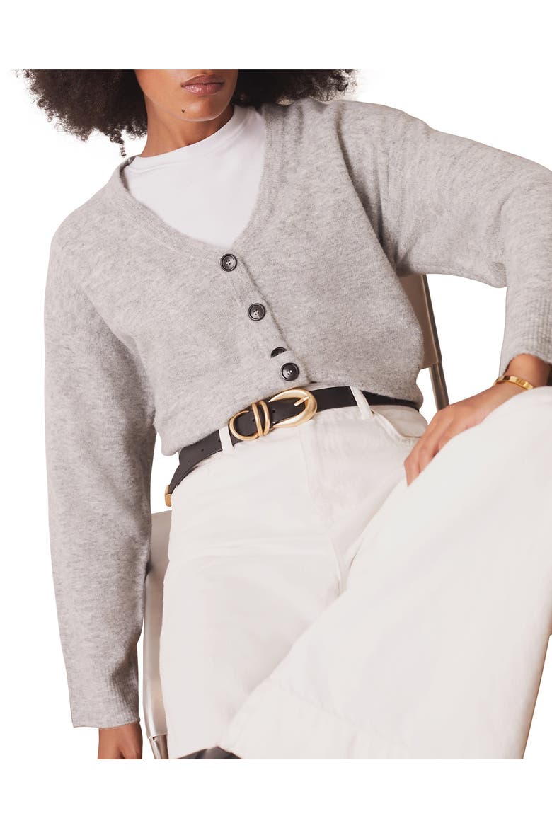 V-Neck Knit Cardigan, Alternate, color, Grey