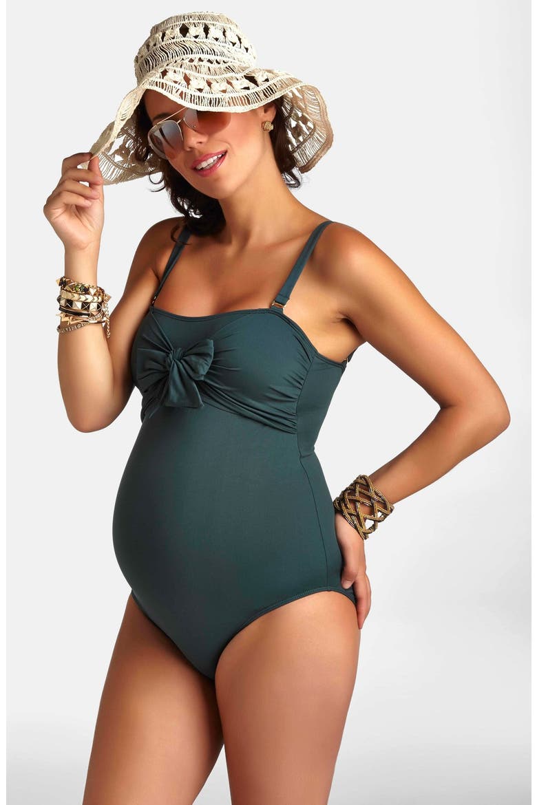 One-Piece Maternity Swimsuit, Main, color, GREEN